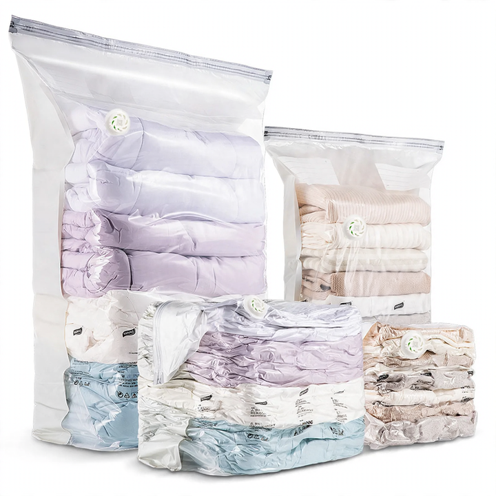 Vacuum compression bags for textiles and bedding