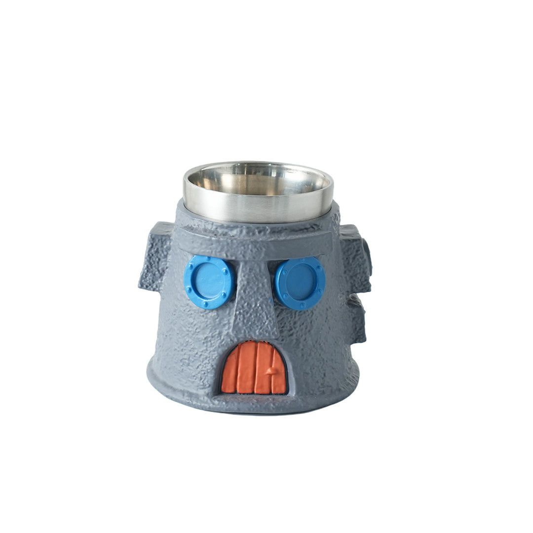 Stainless steel drinking glass with castle design