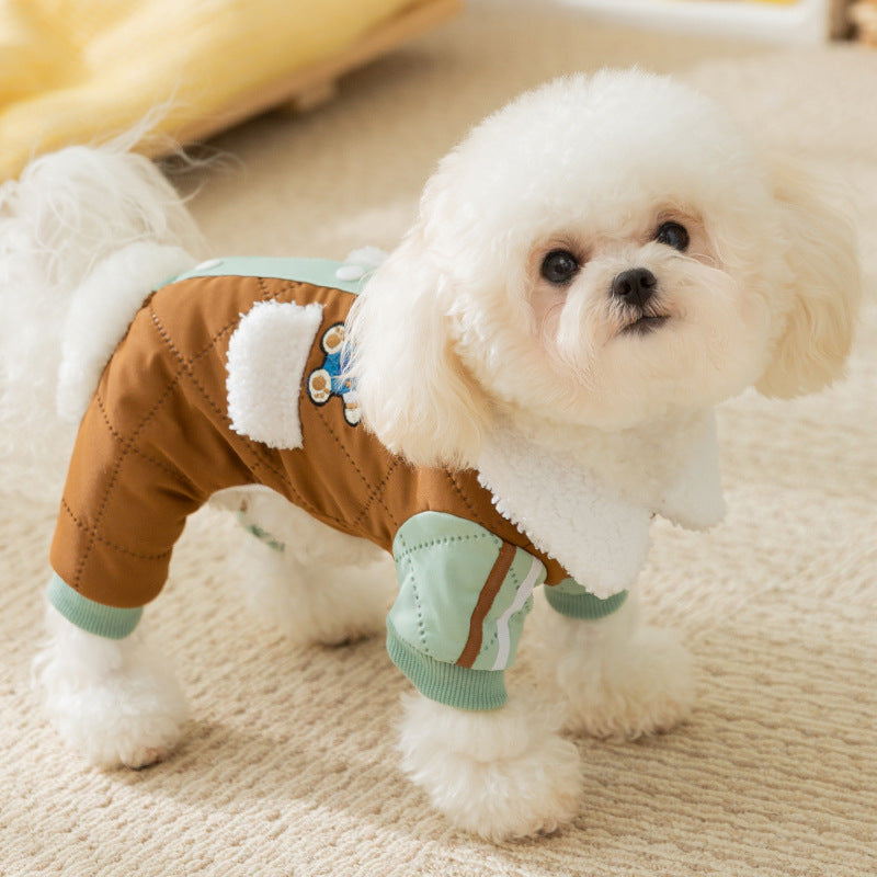 Winter jacket for small dogs with pockets and leash