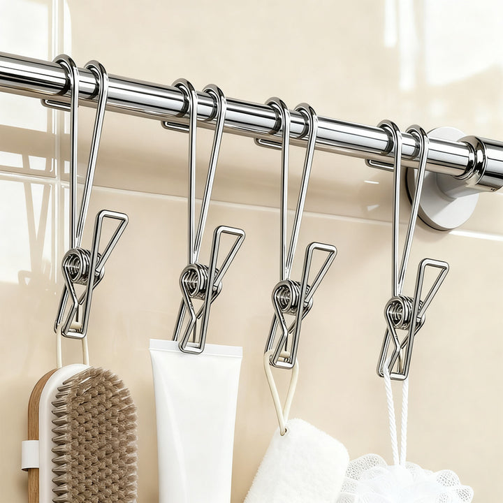 Stainless steel clothespin with hook