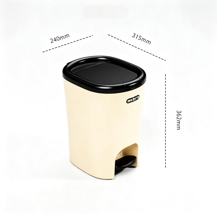 Plastic trash can with foot pedal and lid