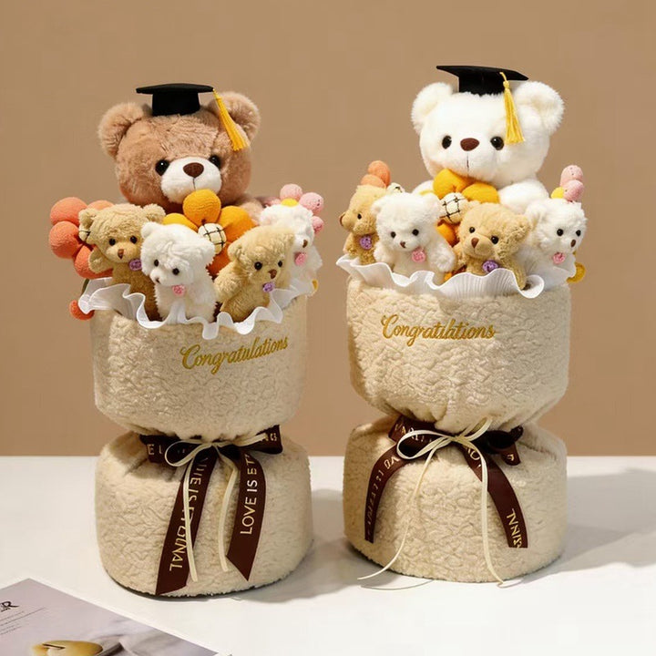 Plush teddy bear with bouquet, 45 cm