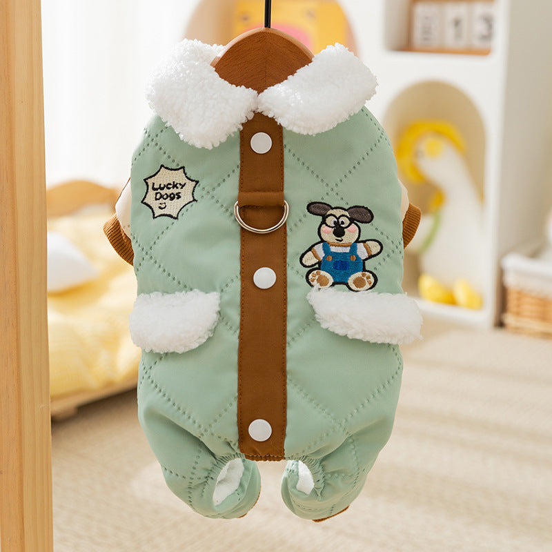 Winter jacket for small dogs with pockets and leash