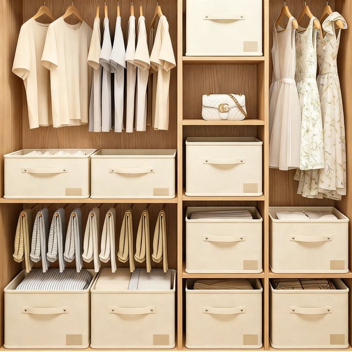 Fabric storage box for clothes, foldable