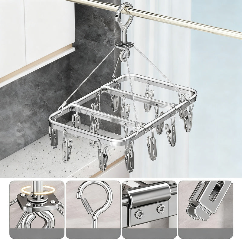 Sock drying rack with multiple clips