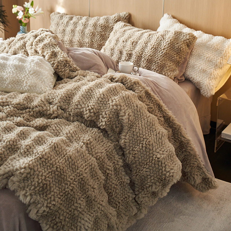High-quality bedding set made of rabbit fur fleece