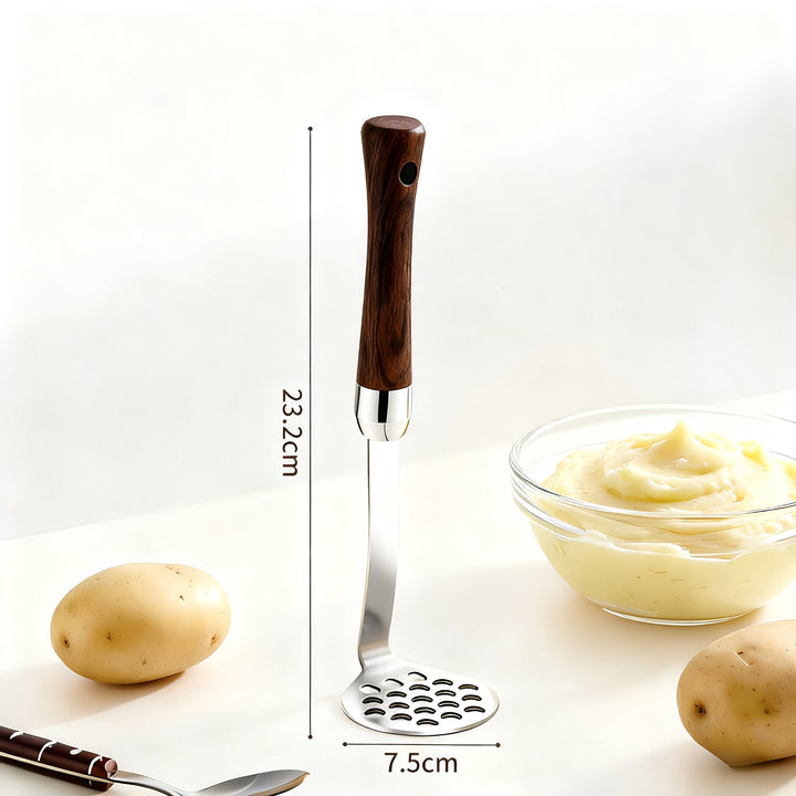 Stainless steel potato press