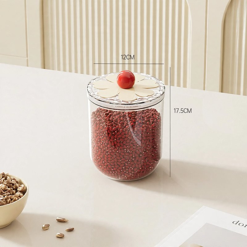 Plastic storage container with lid, transparent