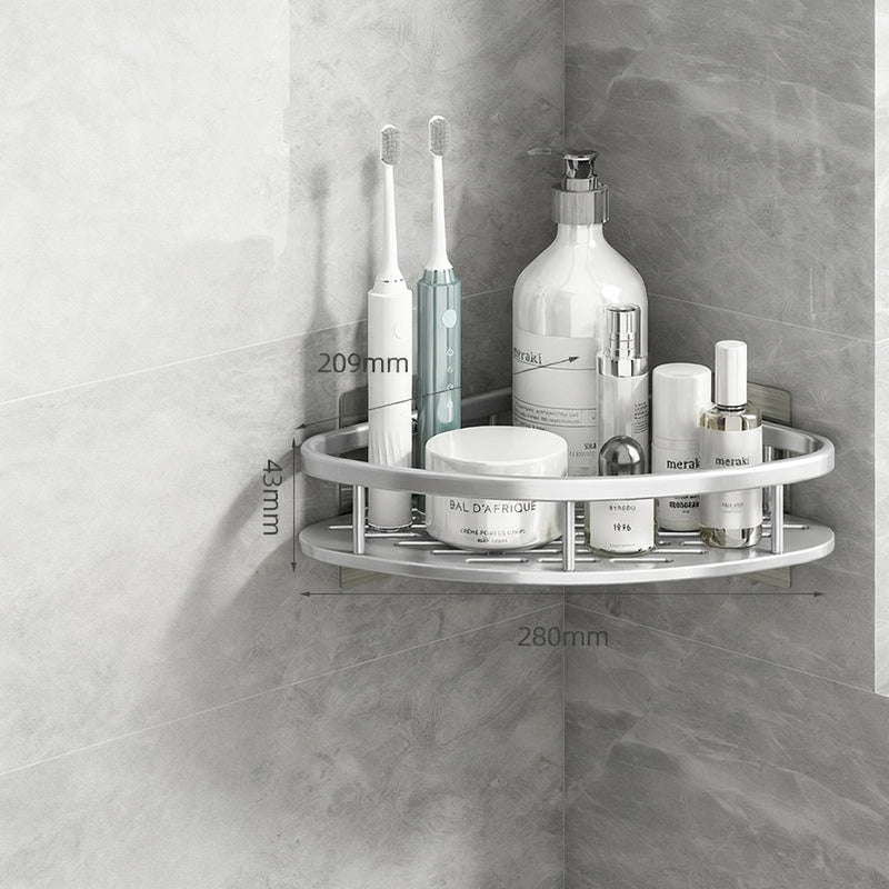 Wall shelf bathroom, triangular, no drilling, aluminum