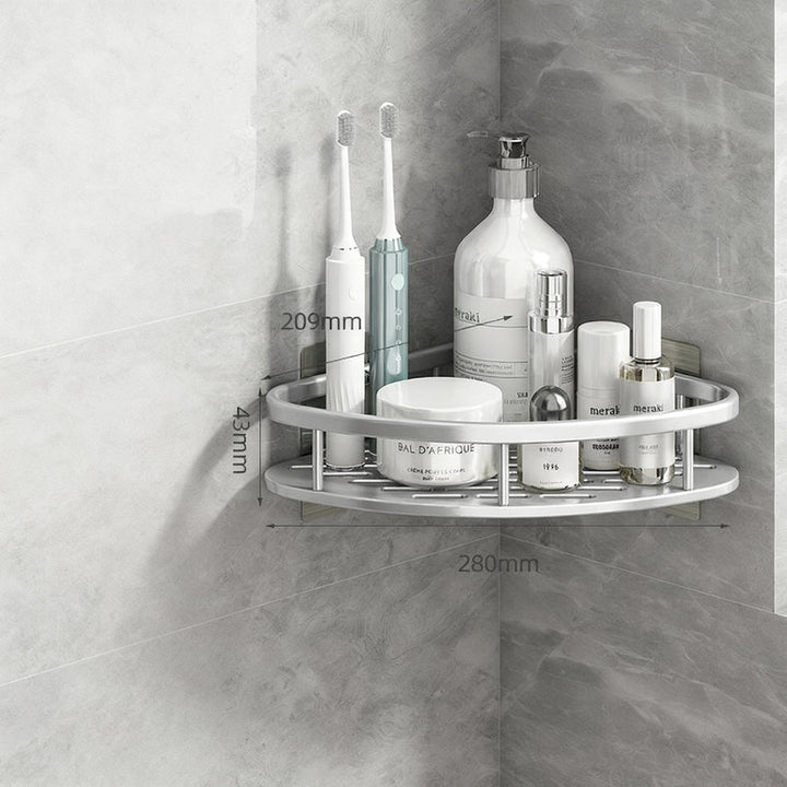 Wall shelf bathroom, triangular, no drilling, aluminum