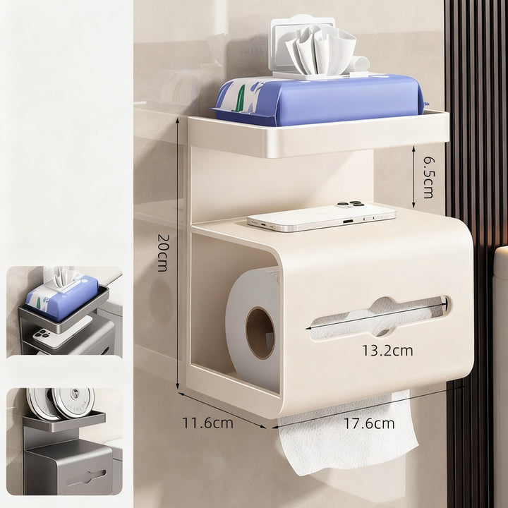 Toilet paper and mobile phone holder with suction cup