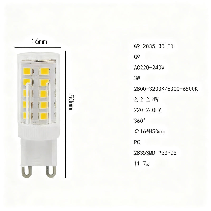 G9 Halogen lamp 25W, 40W or 60W