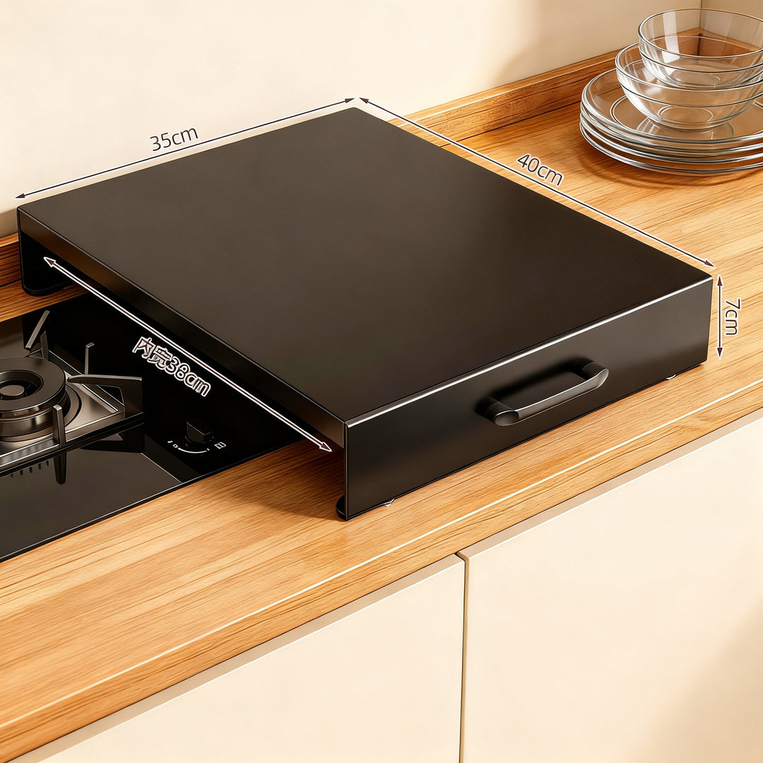 Cooktop cover plate with shelf