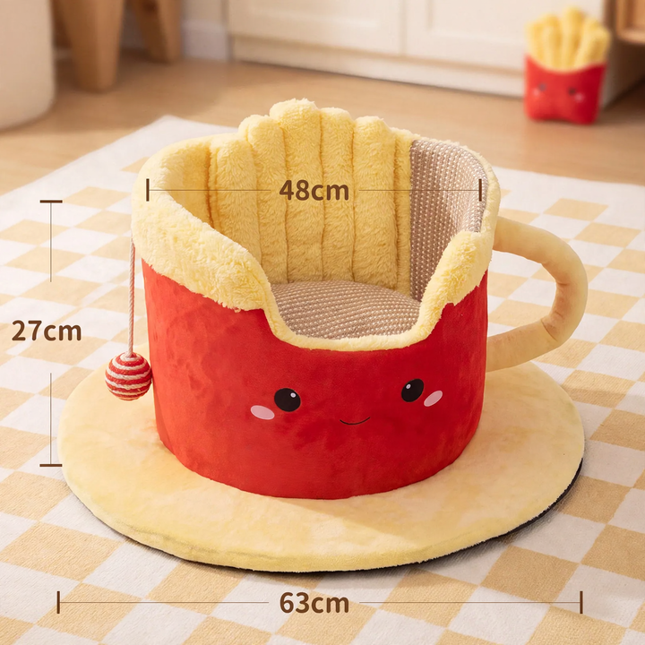 Cat bed with scratching option and play function
