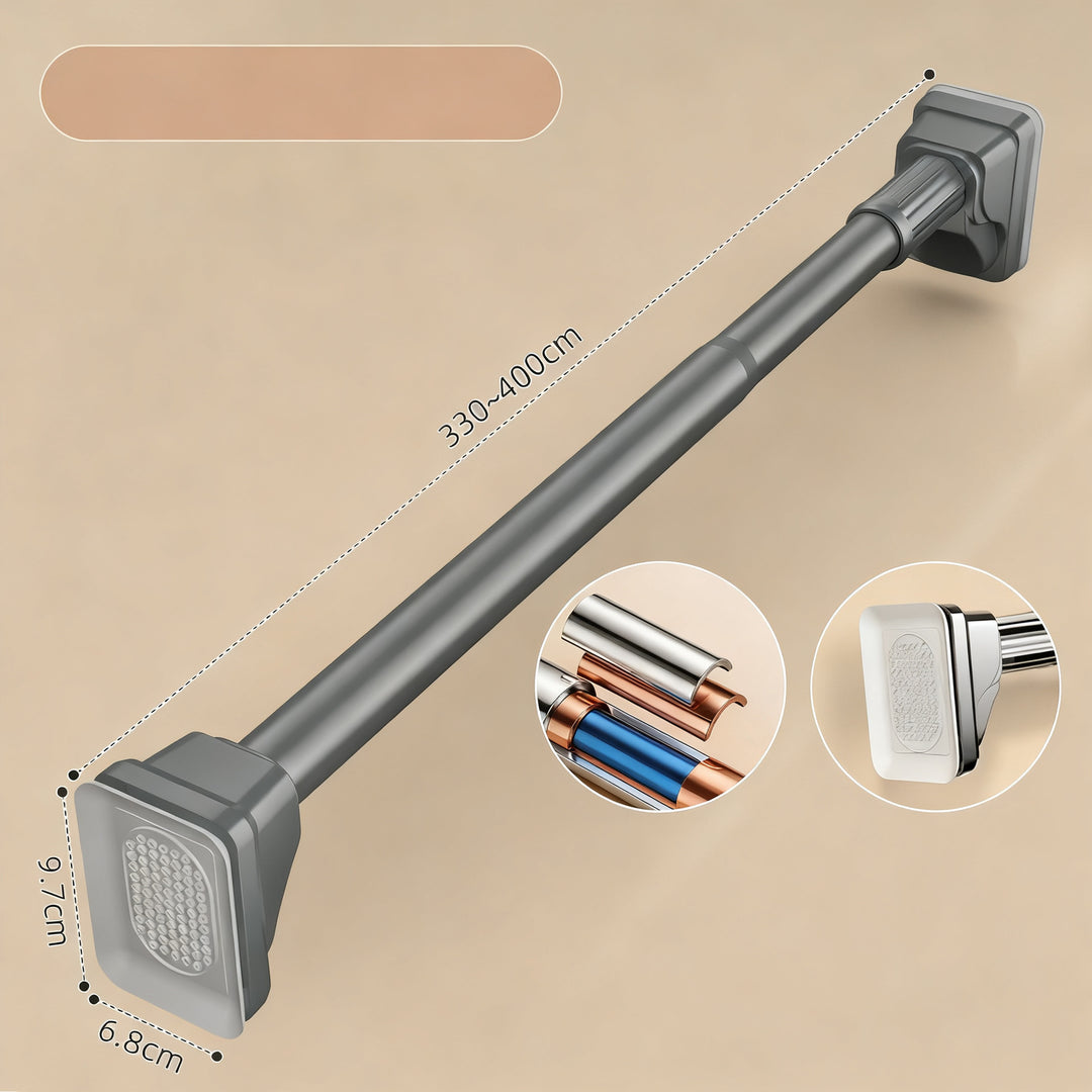 Telescopic stainless steel tension rod without drilling
