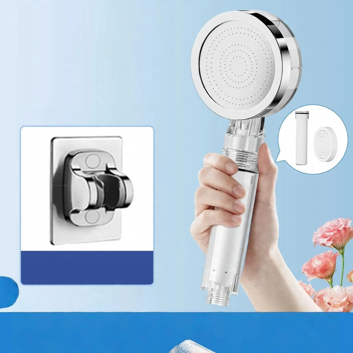 Shower head with filtration system and rain function
