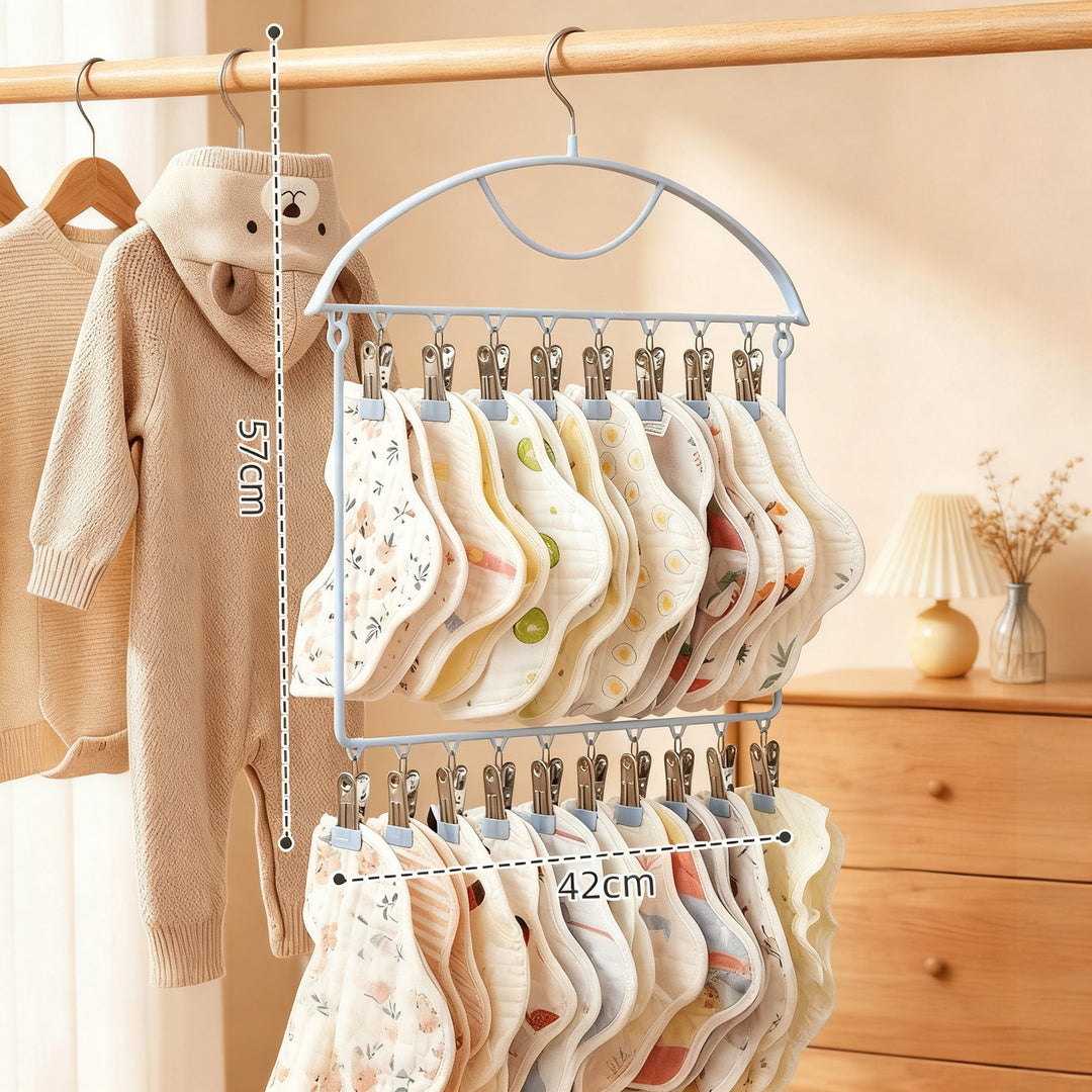Clothes drying rack with multiple clips for baby clothes