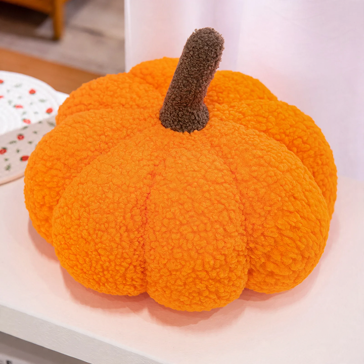 Fluffy pumpkin cuddle cushion, short pile