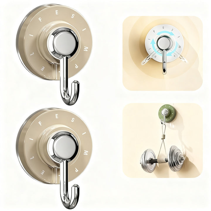 Suction cup hook, swivel, no drilling