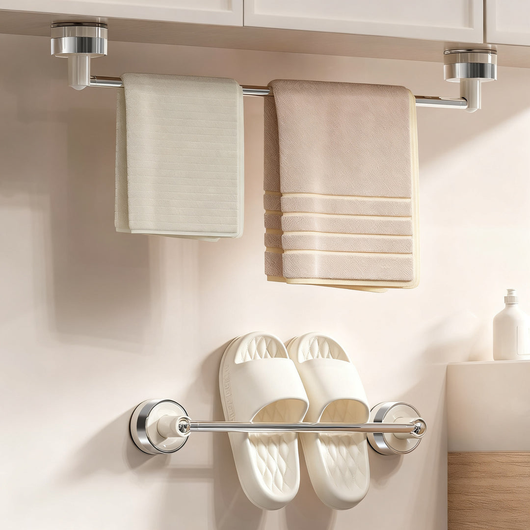 Expandable suction cup shoe rack for bathroom