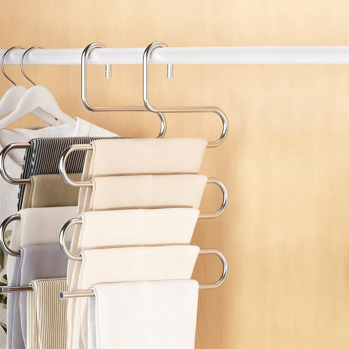 Stainless steel pants hanger for wardrobe