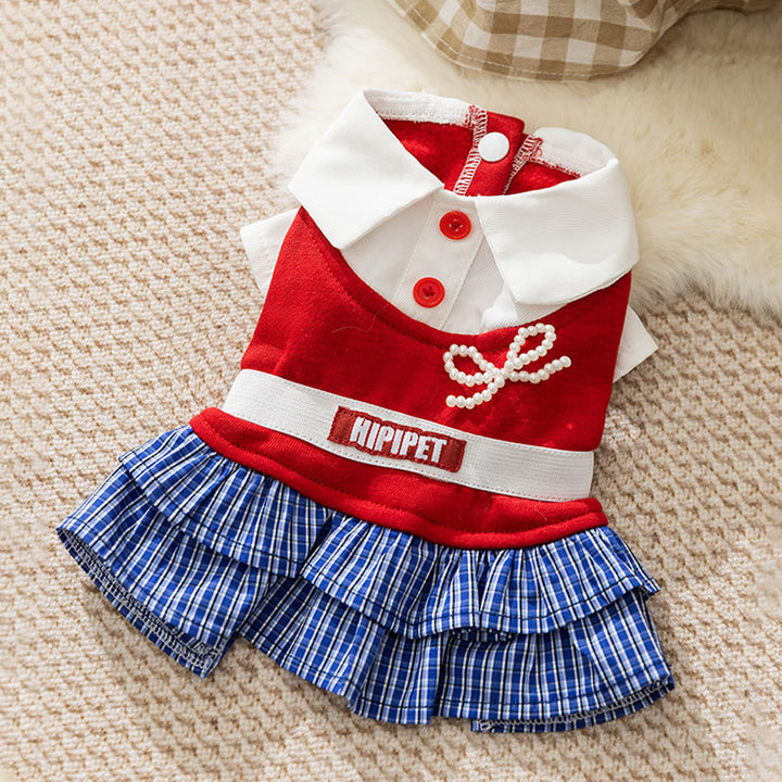 Checked dress for small dogs – Autumn and Winter