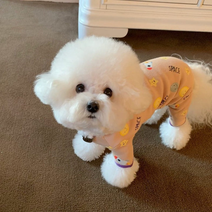 Dog overall with four legs made of fleece