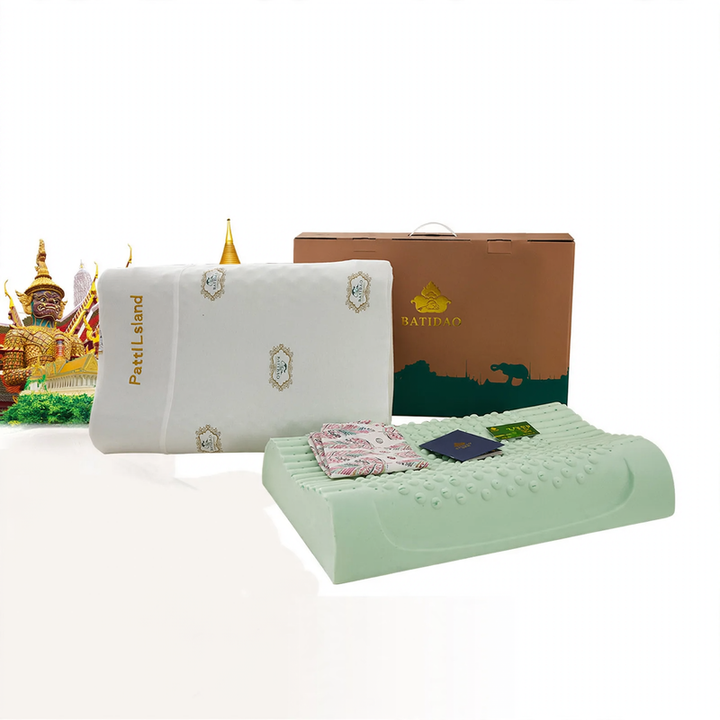 Natural latex pillow with massage structure, gift set
