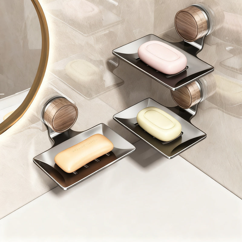Wall-mounted soap dish with suction cup