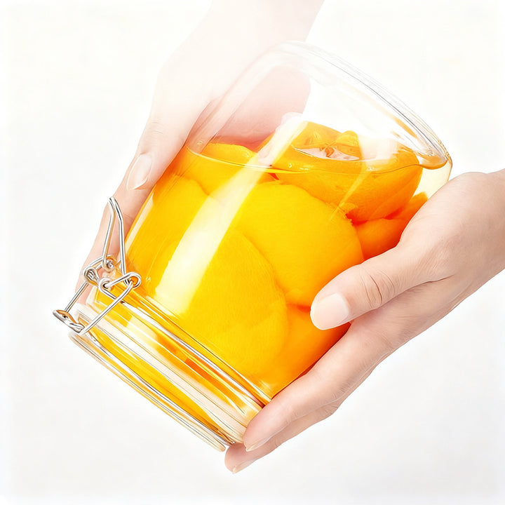 Glass storage jar with lid, airtight