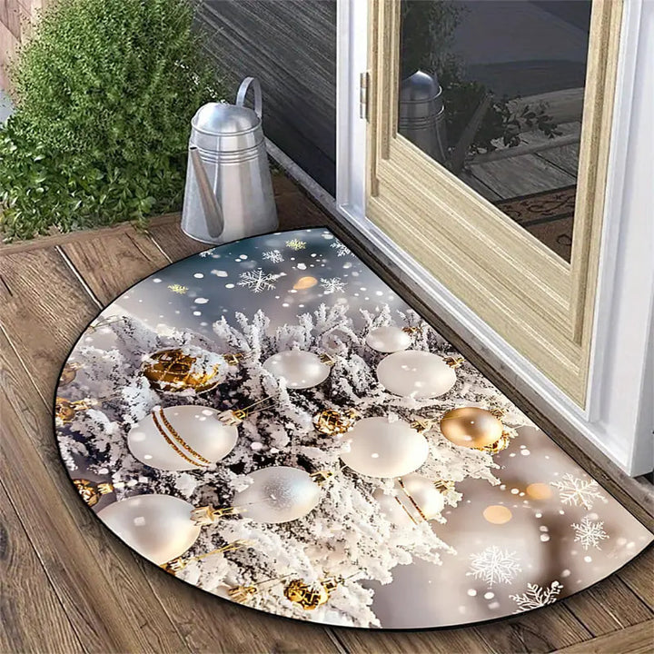Half-round doormat, crystal velvet, Christmas design