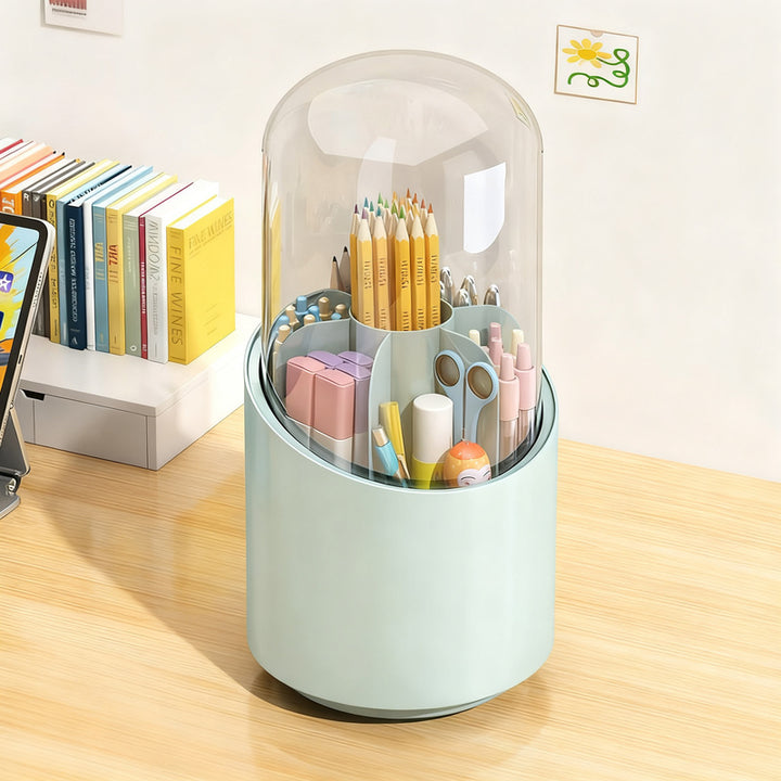 Rotatable pencil holder with compartments