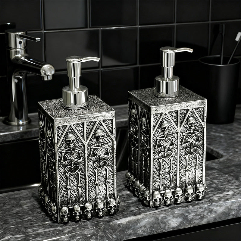 Skull soap dispenser with pump closure