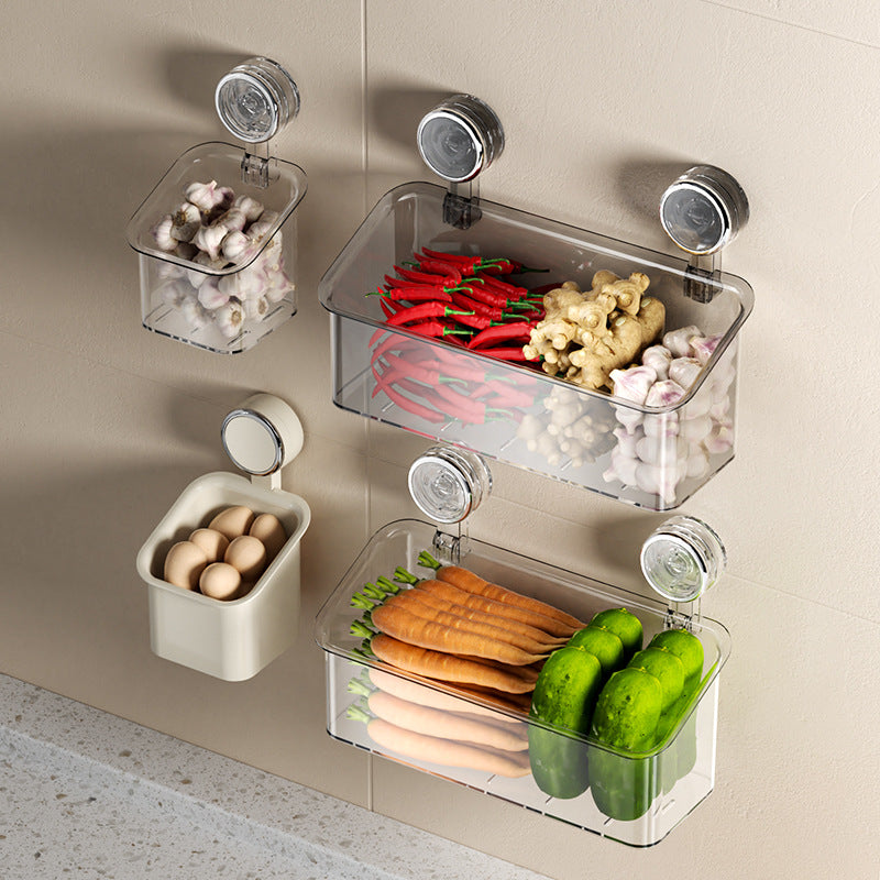 Wall-mounted storage box with suction cup