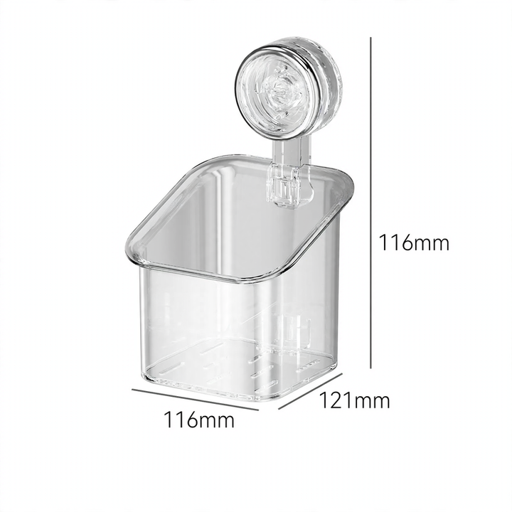 Wall-mounted storage box with suction cup