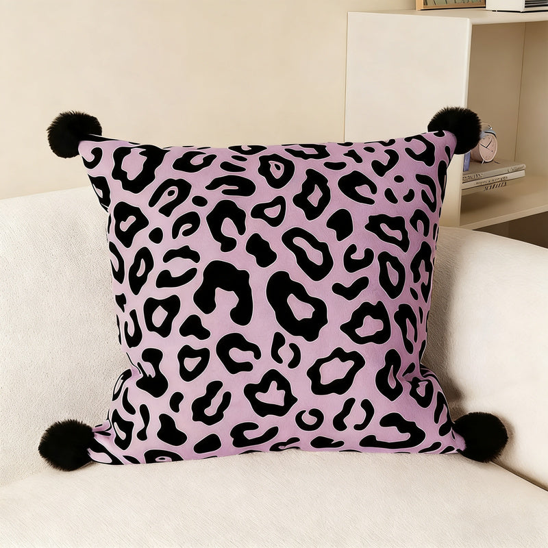 Cushions with zebra and leopard pattern, polyester, washable
