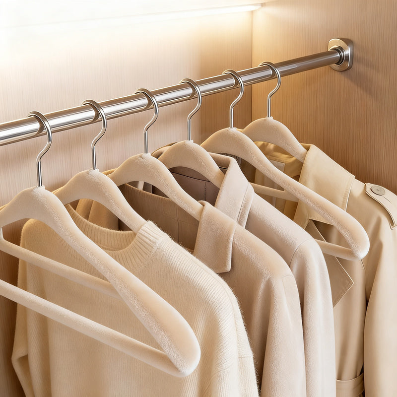 Flocked hangers, non-slip, wide shoulders