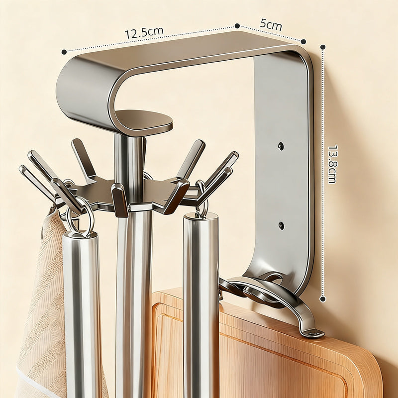 Rotatable kitchen wall hook with 10 hooks