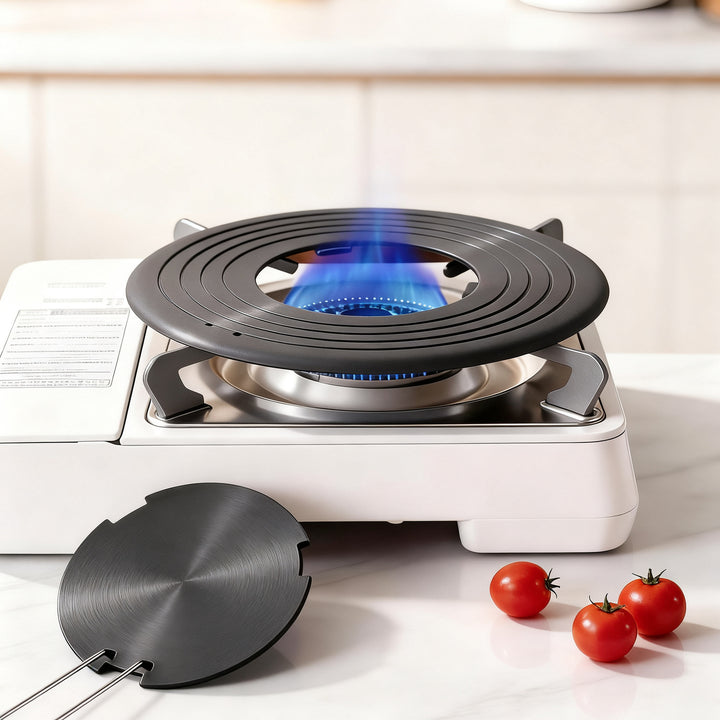 Removable heat distribution plate for gas stove, round