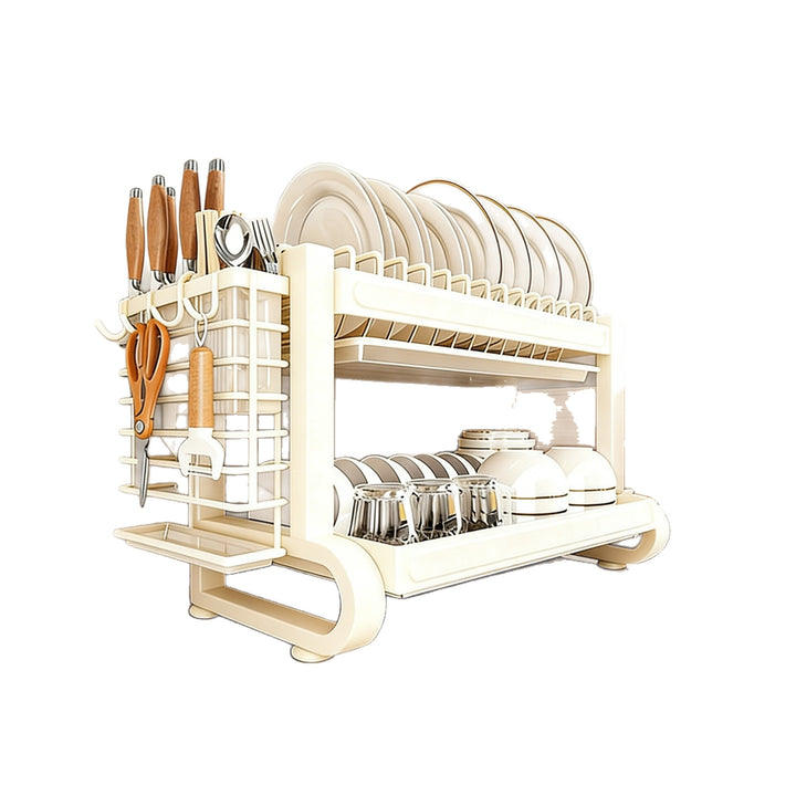 Stainless steel dish rack with drainer tray