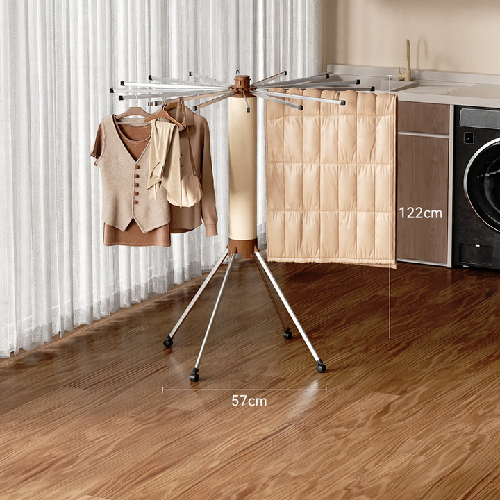 Sturdy clothes rack, foldable, wood look