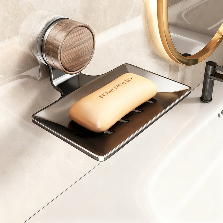Wall-mounted soap dish with suction cup