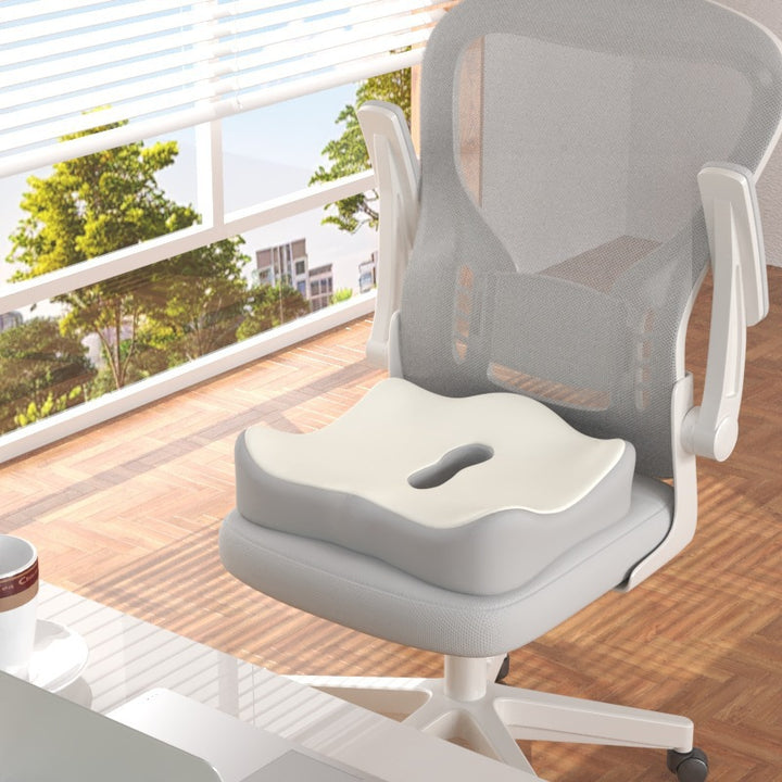 Seat cushion with back support made of memory foam