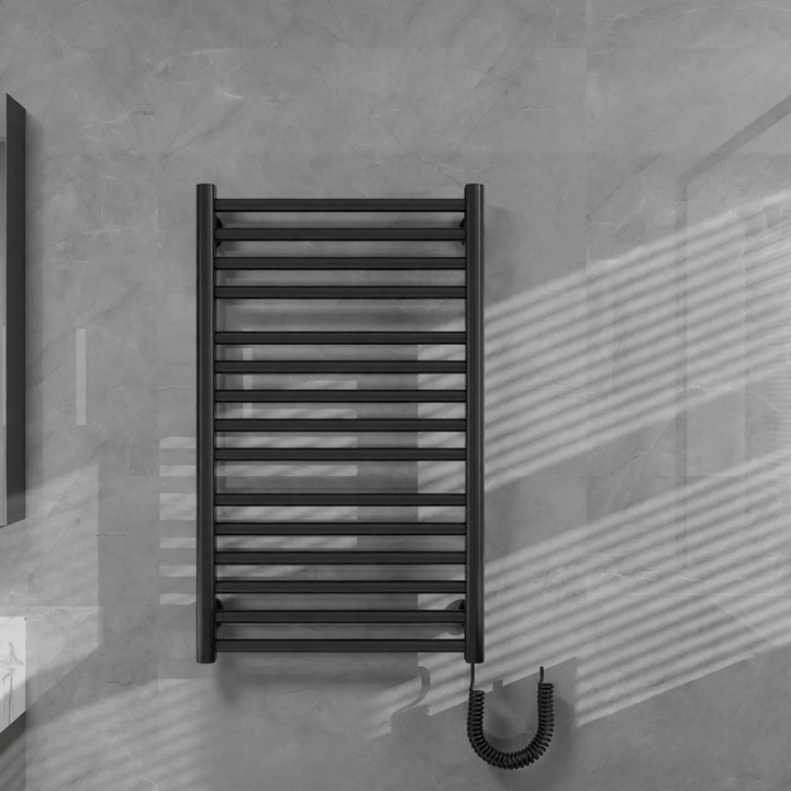 Towel radiator with towel holder, steel construction