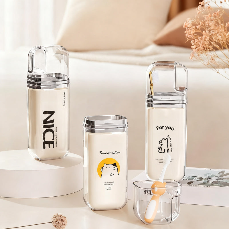 Portable dental care set made of plastic