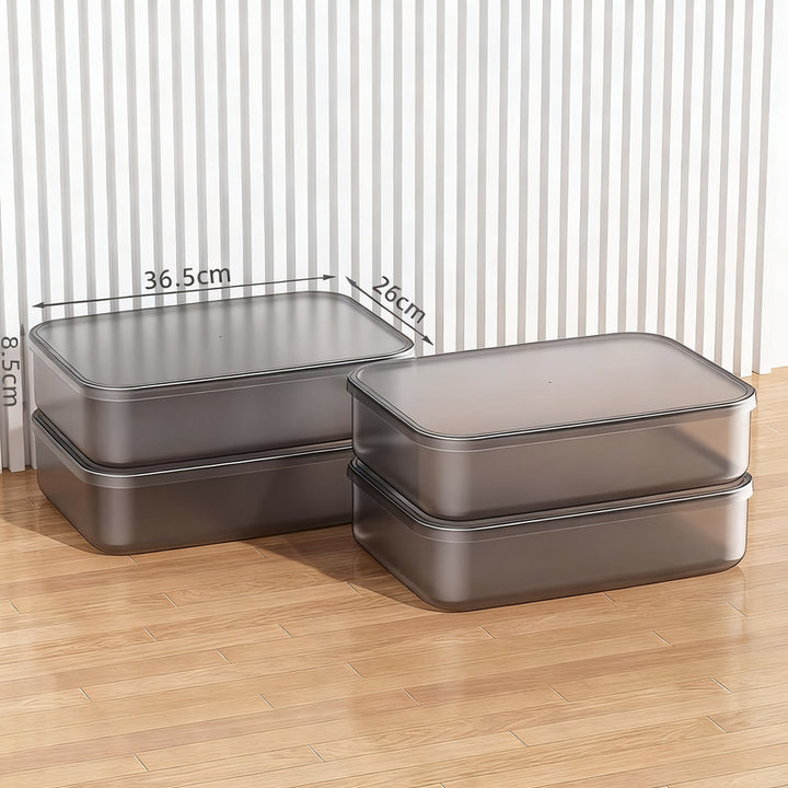 Transparent storage box made of plastic
