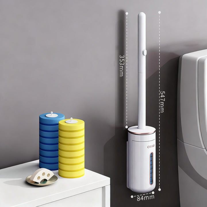Disposable toilet brush with interchangeable sponge heads