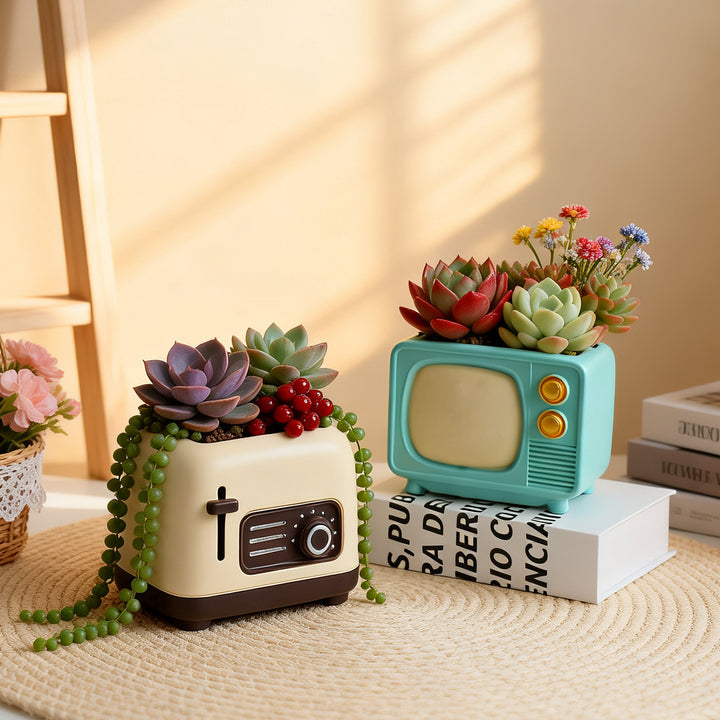 Vintage flower pot, retro design, without plant