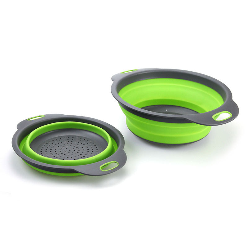 Folding vegetable bowl with strainer