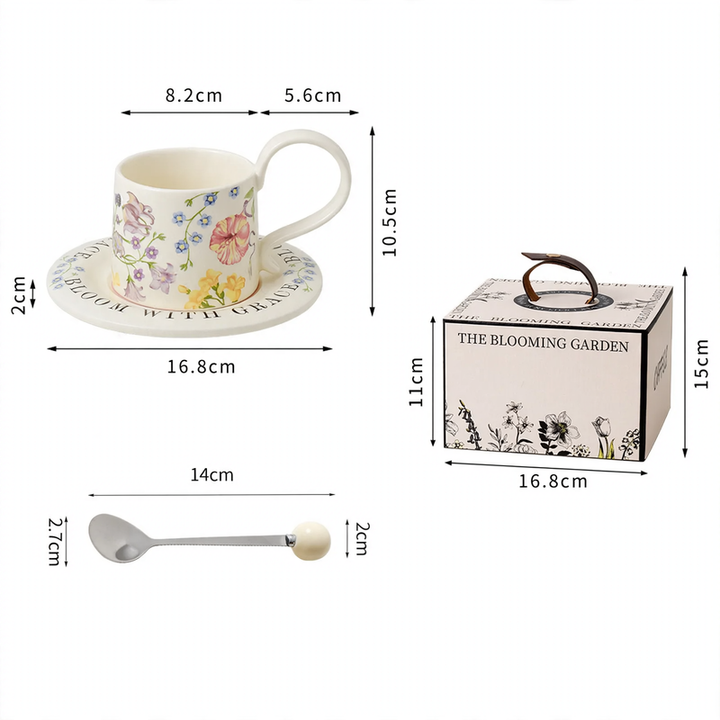 Ceramic coffee mug with floral pattern, 260 ml